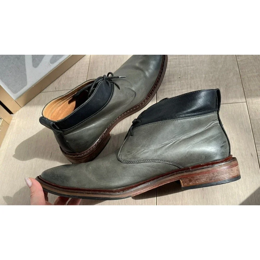 Cole Haan Williams Welt II Denim Grey Burnished Leather Chukka Boots 11 W Wide